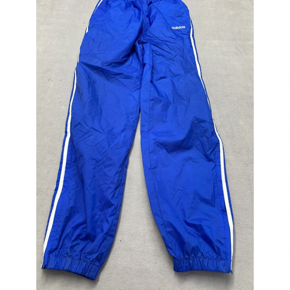 Vintage Adidas Nylon Track Pants Mens Small Blue White Stripe Windbreaker 90s